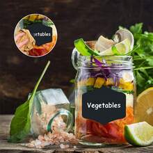 貼紙，5個防水可重複使用的黑板貼紙，配有可擦白色粉筆筆，適用於野餐罐、派對裝飾、手工藝房間、婚禮、儲物、組織您的家居及廚房（含120個標籤） - 黑色 - 查看 8