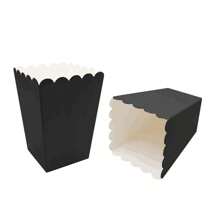 10pcs Mini Popcorn Boxes For Party, Bulk White Popcorn Containers For Movie Night Decorations - Black - View 7