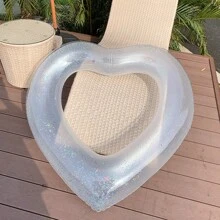 New Cross-Border Popular Heart Swimming Ring For Adult Women, Cute Armpit Floating Ring, Highly Attractive Swimming Ring For Taking Photos In Water, Beach Essentials, Beach Accessories, Pool Float - 90# Sequined Pearl White Love Swimming Ring - View 1