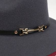 1入女性PU皮帶扣綜色毛呢斗笠巴拿馬帽牛仔帽遮陽帽，寬邊針織經典1920年代盛放時期的大西洋花紋服裝爵士帽下垂造型舞臺攝影道具旅行帽。牛仔帽女牛仔帽 - 多色 - 查看 11