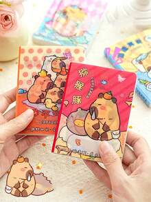 精美便攜式格狀換內頁手帳,適用於卡片和筆記 - 紅色 - 查看 4