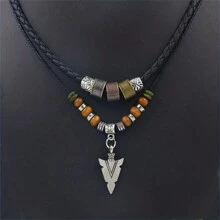 1 Pieza Collar Apilable De PU Tejido Con Cuentas, Cadena De Clavícula Multicolor Vintage Para Hombres, Estudiantes, Regalo De Joyería De Moda Retro Para Parejas, Múltiples Estilos Disponibles