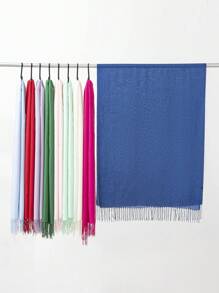 1pc Women's Solid Color Fringe Elegant Soft Lightweight Scarf Shawl For Outdoor Sun Protection