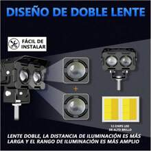 Headlights Magnifying Glass Double Color Spot Light 120w For Car, Motorcycle, Pair