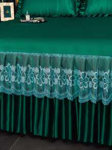 冰絲涼感舒適透氣多色印花床裙，單人雙人床適用，適用於家庭臥室和室外旅行 - 綠色 - 查看 4