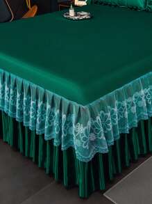 冰絲涼感舒適透氣多色印花床裙，單人雙人床適用，適用於家庭臥室和室外旅行 - 綠色 - 查看 5