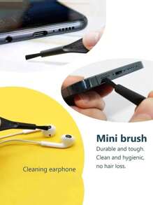 29件C型充电口手机清洁套装，含防尘塞、手机扬声器保护贴、清洁布、气吹球清洁器、刷子 - 黑色 - 查看 4