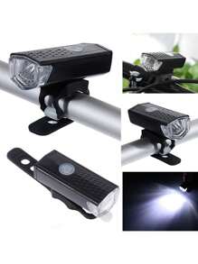 2 piezas Luz delantera para bicicleta, súper brillante, luz de advertencia para conducir de noche, equipo de ciclismo para exteriores, set de luces para bicicleta, 1 luz delantera y 1 luz trasera - Multicolor - Ver 7