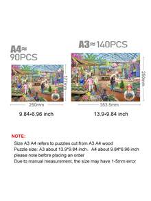 1 pieza Set de bloques de madera rectangulares con hermosos paisajes, asimétricos y con patrones creativos para relajarse, para reuniones en casa de adultos, puzzle de madera para decoración de pared - Multicolor - Ver 3