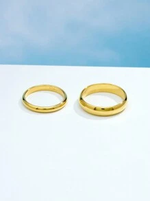 1Pc Minimalist Classic 925 Sterling Silver Plain High Polish Comfort Fit Wedding Bands 18K Gold Plated Silver Rings For Couple