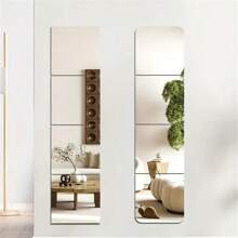 4pcs Acrylic Mirror Wall Stickers For Full Length Mirror In Bedroom, Dorm, Self-Adhesive And Removable - Silver - View 1