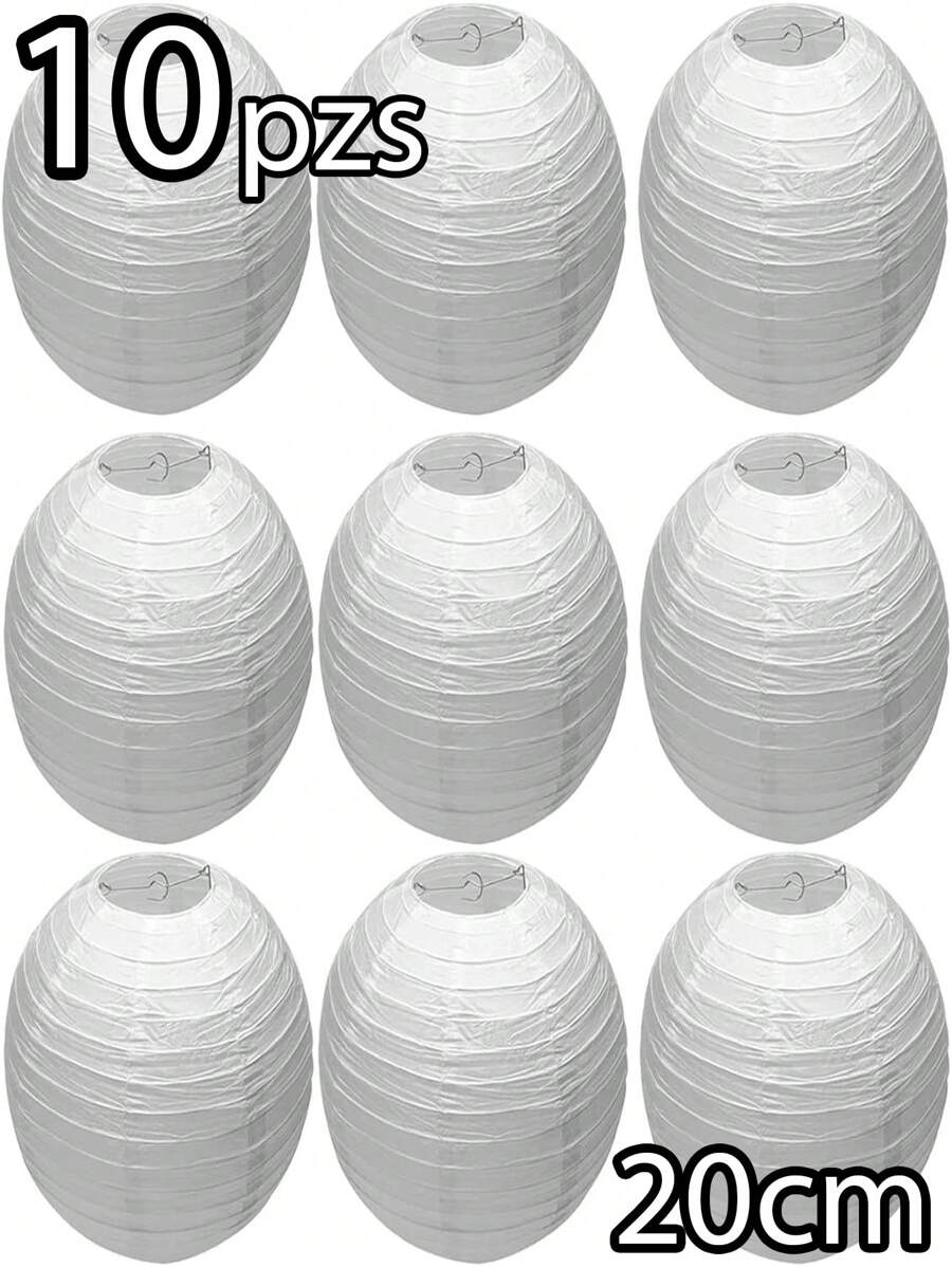 10 White Chinese Lampshades 20 Cm 8 Inches Rice Paper Lamps Decorative Hanging Lanterns Lanterns Decorative Ornaments Lanterns Party Decoration Garden Outdoor Indoor Wedding Decoration XV Years - 白色 - 查看 1