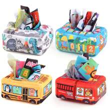 1 盒 15 件婴儿纸巾玩具，蒙特梭利感官丝巾，适合 1 岁婴儿的益智牢不可破的纸