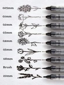 WRITECH Liquid Fineliner Pens Black Precision Multiliner Micro Pen 9 Pack, Quick Dry Waterproof Pigment Ink Drawing Pen For Journaling Planning Hand Lettering Illustration Sketching Calligraphy - Black - View 2