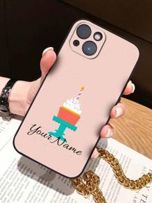 Baby Pink 1pc Custom Name Phone Case,Cake Pattern Custom Name Mobile IPhone Case,Personalized Birthday IPhone Case,TPU IPhone Case,Shockproof Protection For Your Phone,IPhone Series,Case Compatible With IPhone Pro/Pro Max/X/XR/XS/XS Mini/Max,Unique Gift For Her/Him,Birthday Gift,Boyfriend,Girlfriend,Lover,Wife,Husband,Friends,Families,Choice Ideal For Birthdays