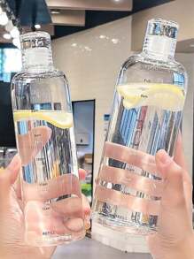 Botella de agua de plástico de 500ml/750ml con marcas de tiempo para niñas, botella de agua linda para ir al gimnasio y la escuela, 1 pieza, para exteriores, campamento