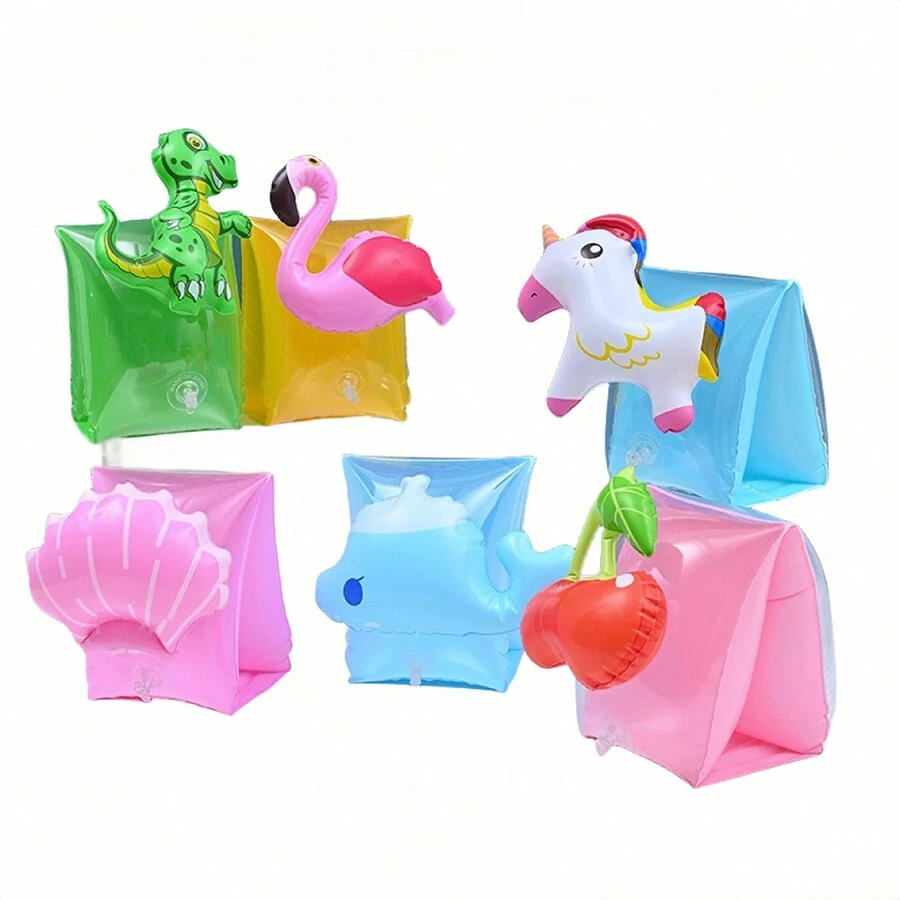 2 Piezas Nuevos Anillos De Brazo Inflables Para Niños, Flotadores Con Diseño De Ballena Y Sandía, Mangas Inflables Para Los Brazos Con Diseño De Dibujos Animados Para Bebés - Multicolor - Ver 1