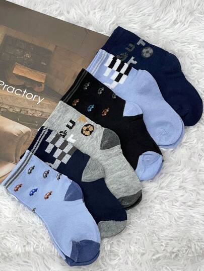 Kit Com 6 Pares de Meia Infantil Masculino Cano Longo