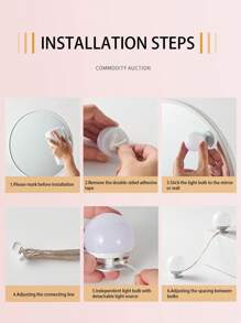 1 Set Of 6/10/12/14 USB Powered Makeup Mirror Lights - Dimmable 3-Color LED Lights (Cool White/Warm Yellow/Neutral), Suitable For Vanity Mirror Lights, Great For Bars, Dressing Rooms, Bedrooms, Live Streaming Studios And Other Entertainment Spaces - Multicolor - View 4