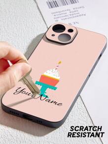 Baby Pink 1pc Custom Name Phone Case,Cake Pattern Custom Name Mobile IPhone Case,Personalized Birthday IPhone Case,TPU IPhone Case,Shockproof Protection For Your Phone,IPhone Series,Case Compatible With IPhone Pro/Pro Max/X/XR/XS/XS Mini/Max,Unique Gift For Her/Him,Birthday Gift,Boyfriend,Girlfriend,Lover,Wife,Husband,Friends,Families,Choice Ideal For Birthdays
