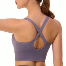 Top Fitness Academia Costa Cruzada Bojo Removível - Roxo empoeirado - Visão 1