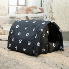 適用於流浪貓狗的便攜式寵物屋，戶外、防風、防水、防曬、黑色，適合20公斤以下的寵物。 - 黑色 - 查看 3