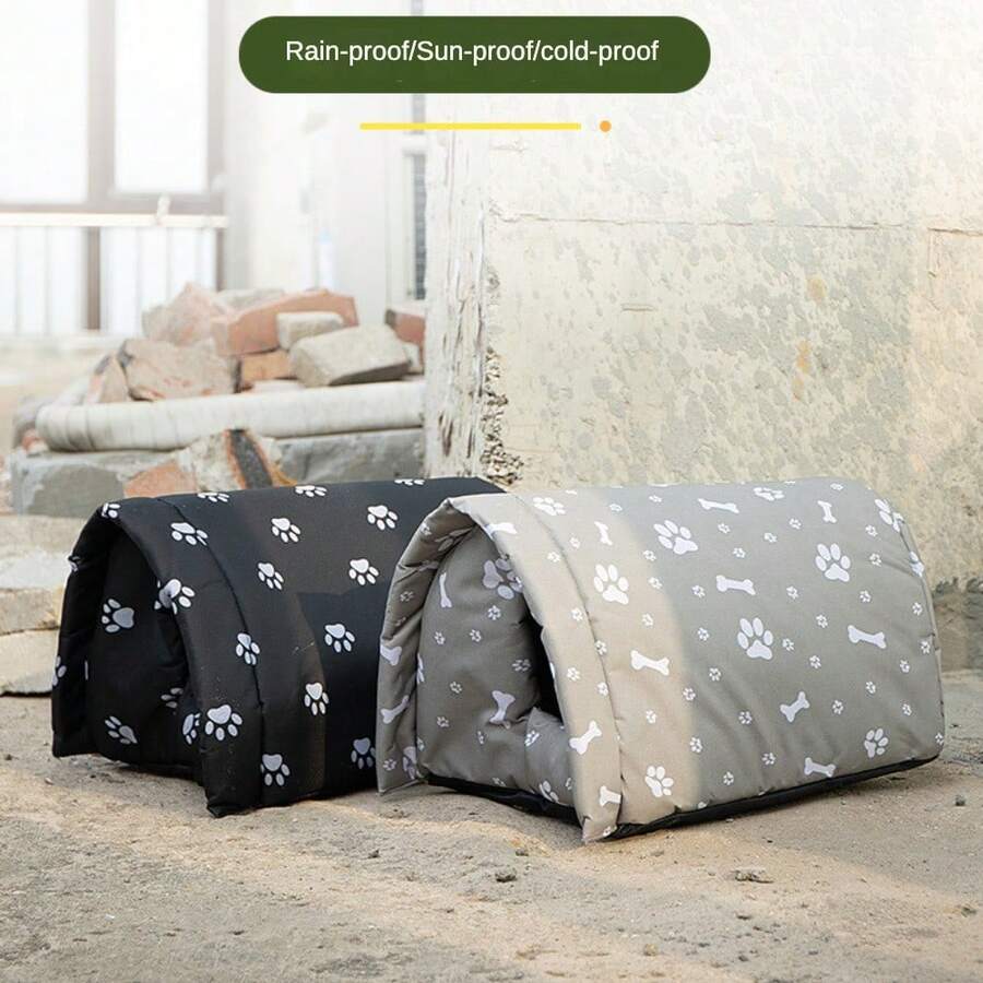 適用於流浪貓狗的便攜式寵物屋，戶外、防風、防水、防曬、黑色，適合20公斤以下的寵物。 - 黑色 - 查看 1