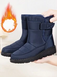 女款冬季雪地靴，保暖高筒靴，含保溫內裡與厚填充，平底，大尺碼女靴，中年媽媽鞋，尺寸 36-45 - 藍色 - 查看 6