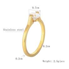 1pc Gold Plated Single Diamond Stainless Steel Ring With Rhinestone Detail For Women. Suitable For Daily Wear And Party Occasions.