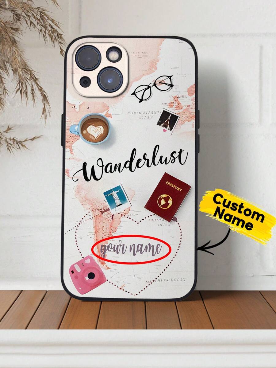 1 pieza Funda de teléfono personalizada con nombre, funda de teléfono de TPU, funda de teléfono personalizada con nombre, funda de teléfono inspirada en el viaje, protección a prueba de golpes para tu teléfono, serie de teléfonos, funda para Phone Pro /Pro Max/X/ XR/XS/ XS Mini/Max, regalo único para ella/él, novio, novia, amante, esposa, esposo, ideal para el Día de San Valentín, el Día de la Madre, cumpleaños, aniversarios, graduación, bodas, Día del Padre