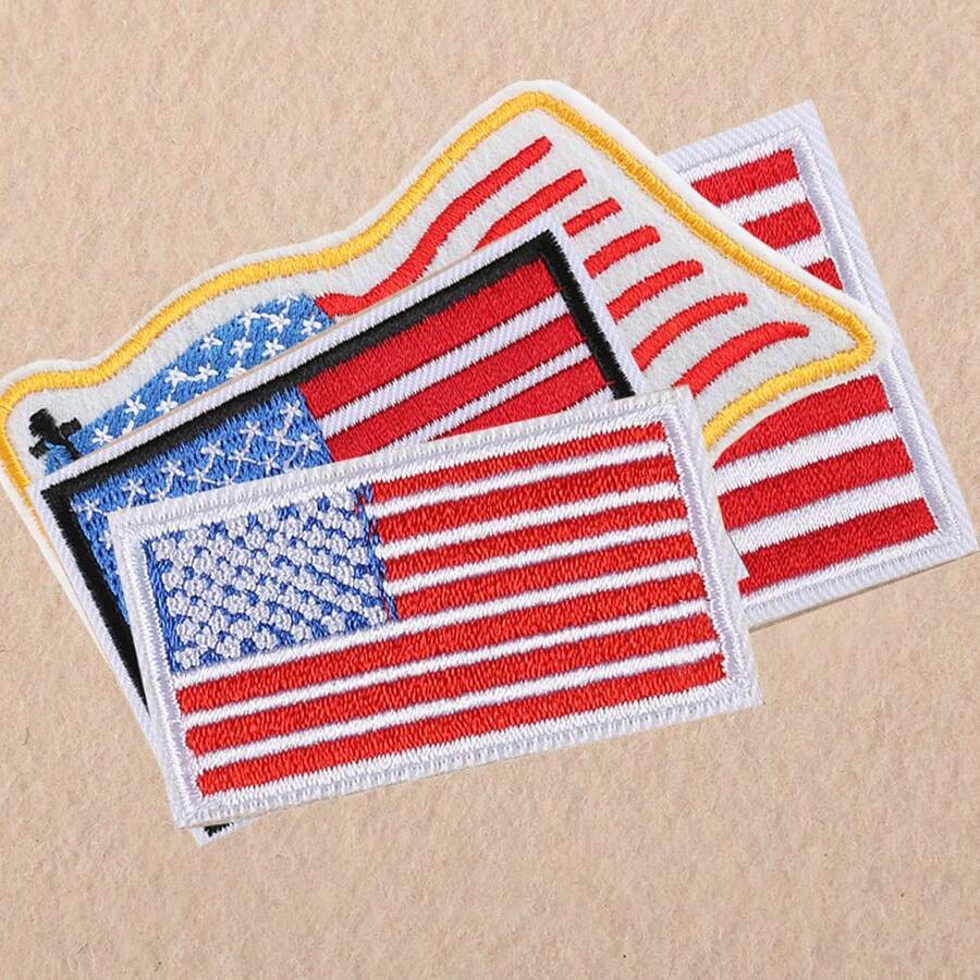 4入組美國國旗設計刺繡布貼 - 彩色 - 查看 1