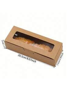 5pcs Rectangle Kraft Paper Box With Display Window For Macaron, Mochi, Dessert, Cake Baking Gift Packaging, Ideal For Outdoor And Party. Wedding Party Gift Bags - Multicolor - View 5