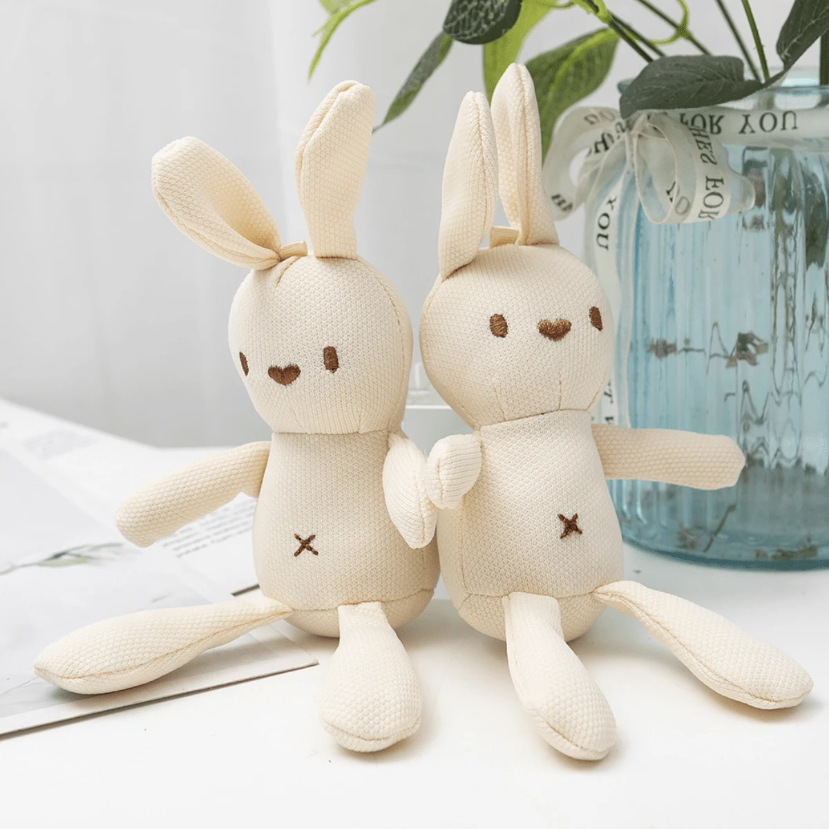 Conejo de peluche de maíz de color aleatorio, juguete de conejo con relleno, accesorio de conejo a cuadros para bolso