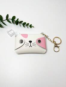 1入組可愛動物卡片錢包創意錢包掛件，適用於卡片、駕照、汽車鑰匙等，適用於女性 - 白色 - 查看 1