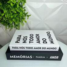 Conjunto livro de papelão decorativo branco e preto moderno - Preto - Visão 3