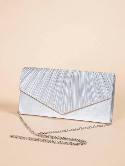 Elegant Pleated Evening Bag,Solid Color Textured Envelope Dinner Bag,Perfect Clutch,Tready Party Bag & Bride BagTready Bride Bag, Perfect For Party,Wedding, Prom,Dinner/Banquet, Matching With Wedding Dress, Formal Dresses, Prom Dress, Birthday Dress, Party Dress