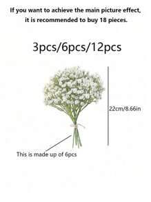 3 piezas/6 piezas/12 piezas Flores artificiales realistas de color verde niebla, flores falsas blancas de tacto real para ramos de boda, centros florales y decoración navideña, regalos para compañeros de clase y maestros