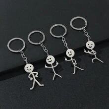 One Large Cartoon Couple Pendant Funny Personalized Graffiti Matchstick Stainless Steel Keychain Key Ring Pendant Car Keychain Bag Pendant Shoulder Bag Crossbody Bag Tote Bag Party Holiday Gift Birthday Valentine Teenage Girl Female College Student Teacher Car Accessories Bag Charm School College Cute Goth Y2k