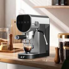 DC DICLASSE Compact Espresso Machine Coffee Cappuccino Latte Maker 20 Bar Steam Wand With Milk Frother Wand Fast Heating 30 Oz Removable Water Tank Touch Screen - Bạc - Xem 3