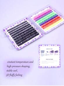 Portable Eyelash Book 720 Clusters 36 Rows 40P Black+Colored - D - View 5