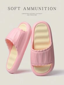 EVA女士室内拖鞋防臭防滑浴室家用厚底一脚蹬可拆卸凉鞋女夏季时尚休闲户外沙滩卡通情侣拖鞋 - E09[粉紅色] - 查看 2