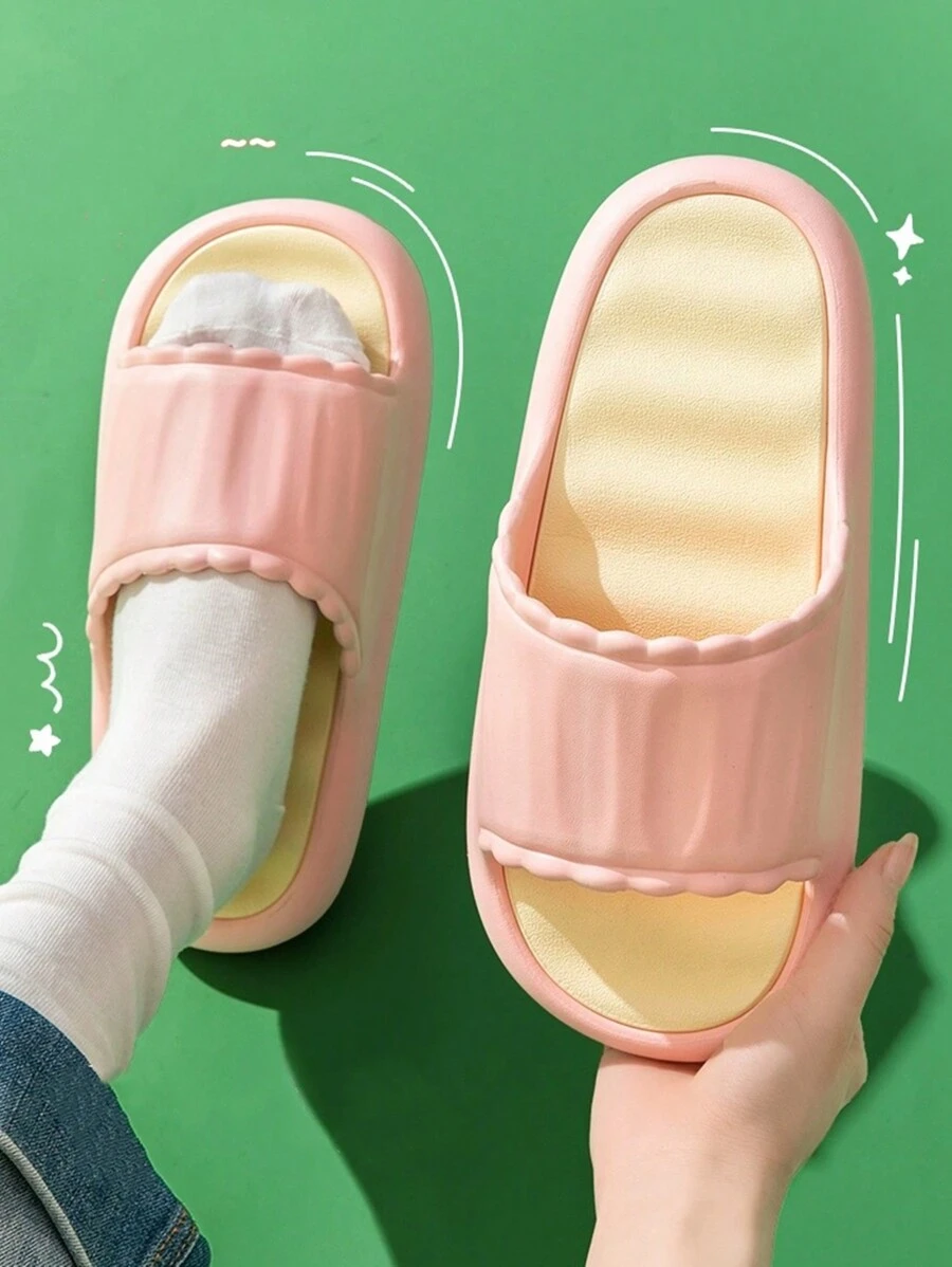 EVA女士室内拖鞋防臭防滑浴室家用厚底一脚蹬可拆卸凉鞋女夏季时尚休闲户外沙滩卡通情侣拖鞋 - E09[粉紅色] - 查看 1