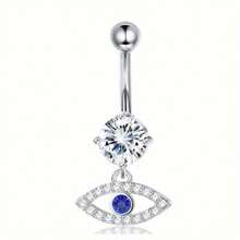 BESTEEL 1pc Stainless Steel 14G Belly Button Rings Surgical Steel Evil Eye Butterfly Snake Belly Button Rings For Women Navel Rings Gold Plated CZ Belly Piercing Jewelry - Steel - View 9