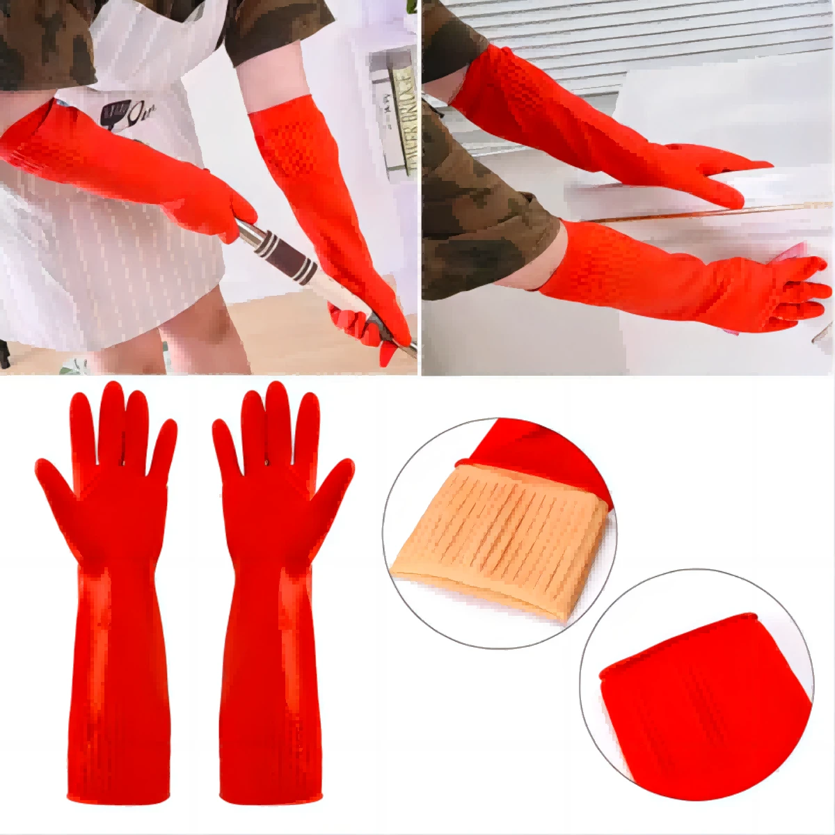 10pcs Heavy Duty Rubber Gloves With Extra Long Cuffs, Safety Gloves