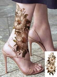 1 Sheet Large Size Body Art Temporary Tattoo Stickers For Women,Pink Rose Peony Flower Style, Waterproof Fake Tattoo, Lasts 2-5 Days, Covering Scars,Can Be Used On Arms Wrist Shoulders Legs Waist Neck Hand Chest Thighs Finger