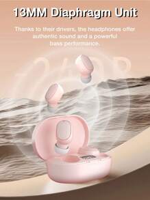 [标准版]迷你无线耳塞入耳式轻便耳机，LED 显示屏，内置麦克风，防水，沉浸式优质音效长距离连接耳机带充电盒 - 藍色 - 查看 3