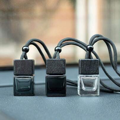 1pc Car Decoration Colored Square Black Perfume Bottle