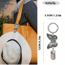 New Vintage Butterfly Shape Leather Travel Hat Clip, Outdoor Backpack Luggage Storage Clip, Multi-Purpose Straw Hat Clip, Hat Accessory, Hat Holder - Silver - View 5
