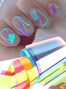 8入組3D全息指甲箔玻璃紙反光鏡片效果指甲藝術貼紙美甲指甲藝術裝飾夏季指甲DIY