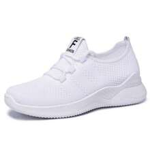 Zapatos De Malla Transpirable De Mujer De Moda, Zapatos Suaves Y Cómodos Tejidos Voladores, Zapatillas Deportivas Casuales Versátiles Al Aire Libre Para Mamá, Zapatos Para Correr - Blanco - Ver 10